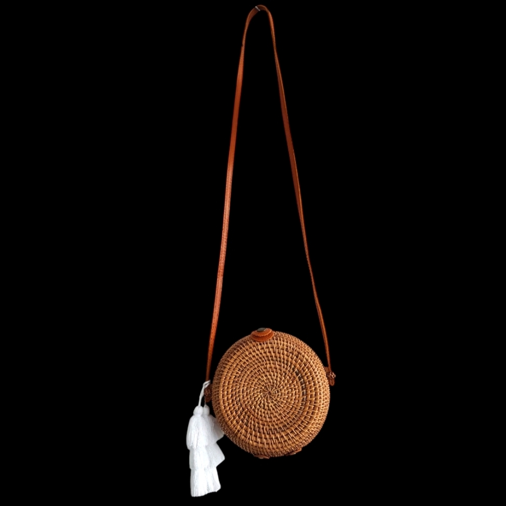 Boho Round Rattan Crossbody Purse